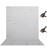 EMART 10x5ft White Gray Wood Backdrop for Photography, Retro Rustic Wooden Floor Backgrounds with...