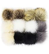 DIY 12pcs Faux Fur Pom Poms Fluffy Pompom Ball with Elastic Mini Loop for Knitting Hats Scarves B...
