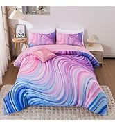 Btargot Super Soft 6 Pieces Gradient Star Ring Comforter Set, Colorful Glitter Rainbow Wave Strip...
