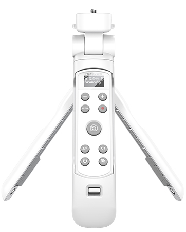 Technical diagram or schematic showing different views and components of a white mounting mechanism or bracket system with multiple adjustment points.