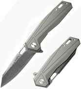 PERWIN Damascus Pocket Folding Knife for EDC, Small Mini Knife for Men Women, Tanto VG10 Core Dam...