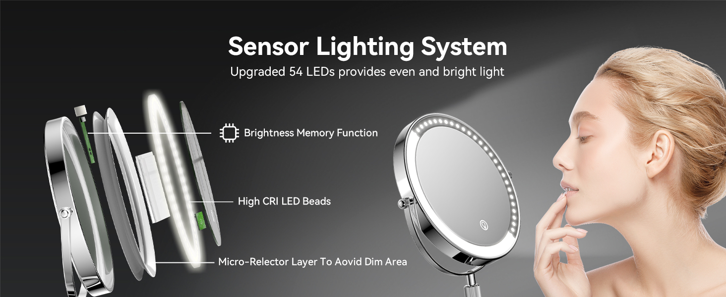 lighted makeup mirror with magnification