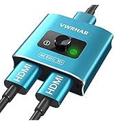HDMI Switch Splitter 4K@60hz, Aluminum HDMI 2.0 Switcher 2 in 1 Out, HDMI Splitter 1 in 2 Out, Bi...