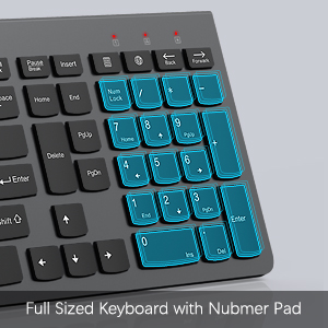 full sized keyboard with nubmer pad