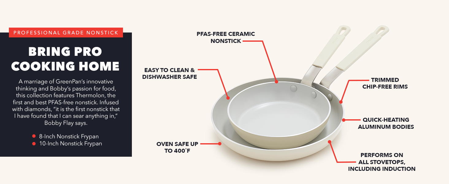 GreenPan, Ceramic Nonstick, PFAS-Free, Non-Toxic, Cookware, Frypans, Bobby Flay