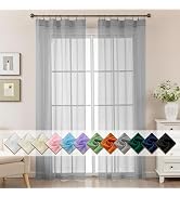 ABLUEN Grey Sheer Curtains 84 Inches Long, Privacy Semi Sheer Curtains for Living Room Bedroom, L...