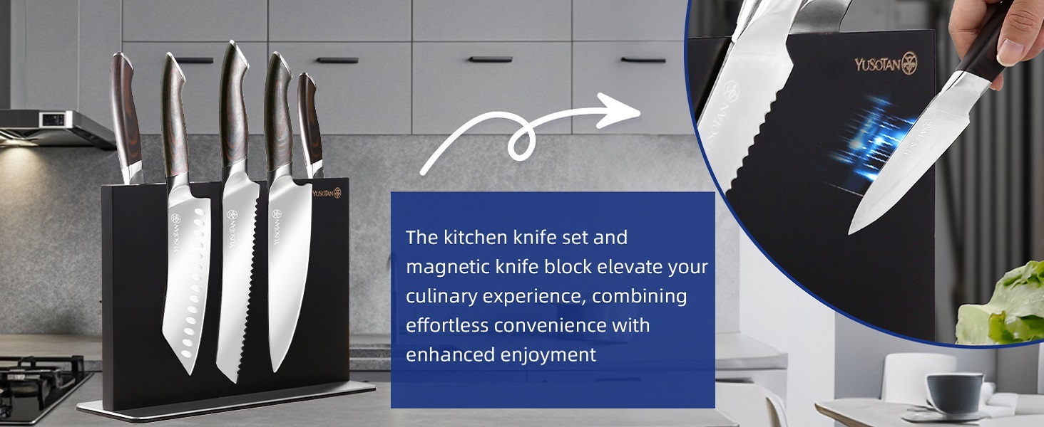  kitchen knife set with a wooden magnetic knife holder