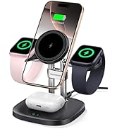 SwanScout Dual Charger Stand for Apple Watch, 4 in 1 Magnetic Wireless Charger for iPhone 16 15 1...