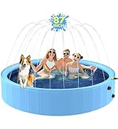 Bilibara 87'' Foldable Dog Pool, Sprinkler Pool for Kids, Non-Slip Heavy Duty Dogs Splash Pad for...