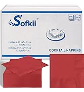 Sofkii 400 Count Red Cocktail Napkins, 4.75x4.75 Inch 2-Ply Disposable Paper Napkins, Bulk Bevera...