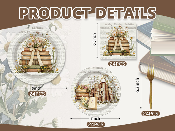96Pcs Book Themed Party Tableware Set