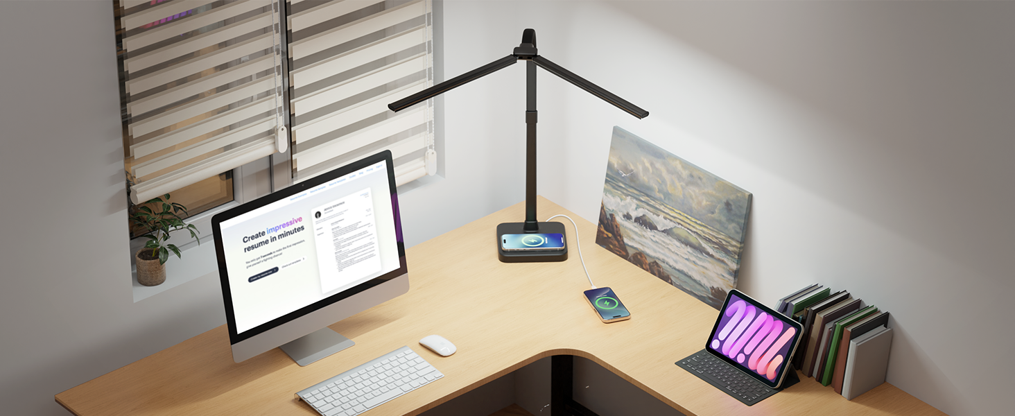 desk lighting computer lights for desktop wireless charger l shaped