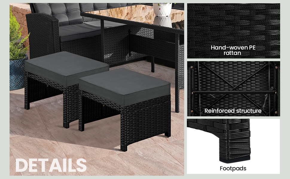 Set of 2 Wicker Ottomans