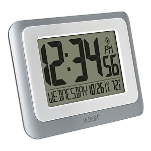 lacrosse, la crosse, 513-88907, atomic, digital clock, self set, calendar, temperature, thermometer