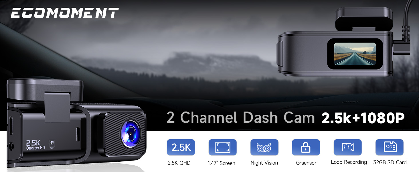 ecomoment dash cam front and rear