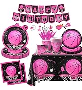 Basketball Party Decorations, 142Pcs Pink Basketball Birthday Party Decorations Tableware Include...