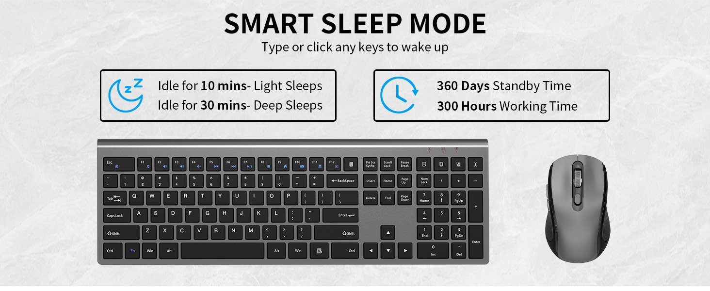 SMART SLEEP MODE wireless keyboard and mouse