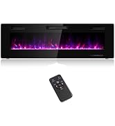 ARLIME 60” Electric Fireplace, Ultra-Thin Wall Fireplace Heater w/Remote Control &amp; Timer, 12 Flam...
