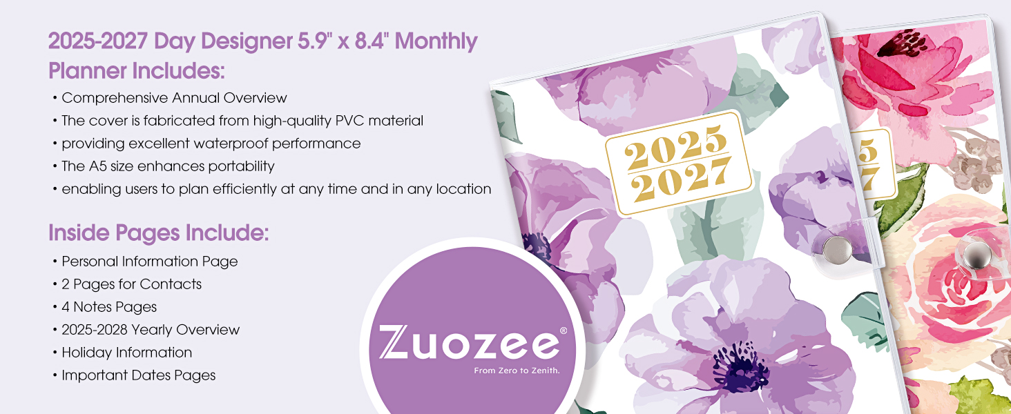A5 Floral Monthly Planner 2025-2026