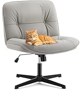 Sweetcrispy Criss Cross Armless Office Chair - PU Leather Adjustable 360° Swivel Wide Seat with T...