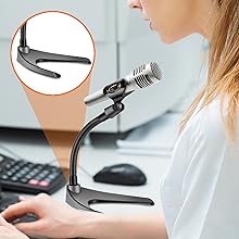  Universal Adjustable Desktop Microphone Stand;Tabletop Mic Holder Low Profile Mic Stand; w/Flexible