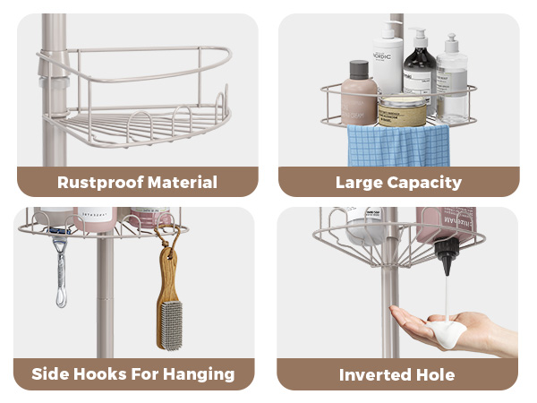 Urackify Corner Shower Caddy Tension Pole