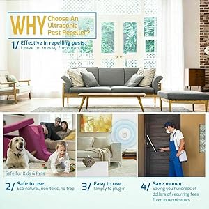 Ultrasonic pest repeller for mice ants roaches spiders mosquitoes insects