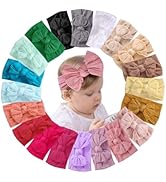 Unoutur Baby Girls' Headband Set, 20 Pieces Stretchy Nylon with Bows, Lightweight &amp; Soft, for New...