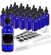 Nevlers 24 pack Blue 2 Oz Glass Dropper Bottles | The Cobalt Glass Bottles for Essential Oil Stor...