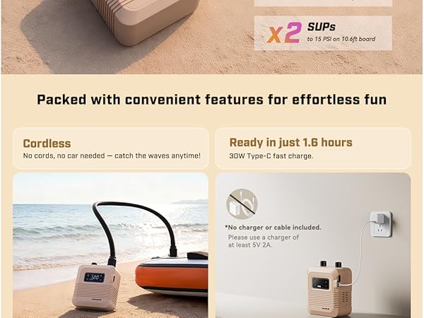 rechargeable paddle board pump