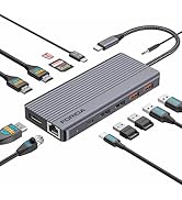 Docking Station Triple Monitors, 13 in 1 USB C Dock with Dual 4k@60HZ HDMI, DisplayPort,100W PD, ...