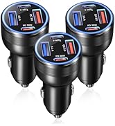 USB C Car Charger 65W, OKRAY 3 Pack 4-Port Fast Charging PD30W&QC3.0 Multiport Car Phone Charger ...