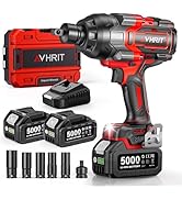 Avhrit Cordless Impact Wrench 3/4", 2200Nm/1630Ft-lbs Electric Impact Gun with 2x5.0Ah Batteries,...