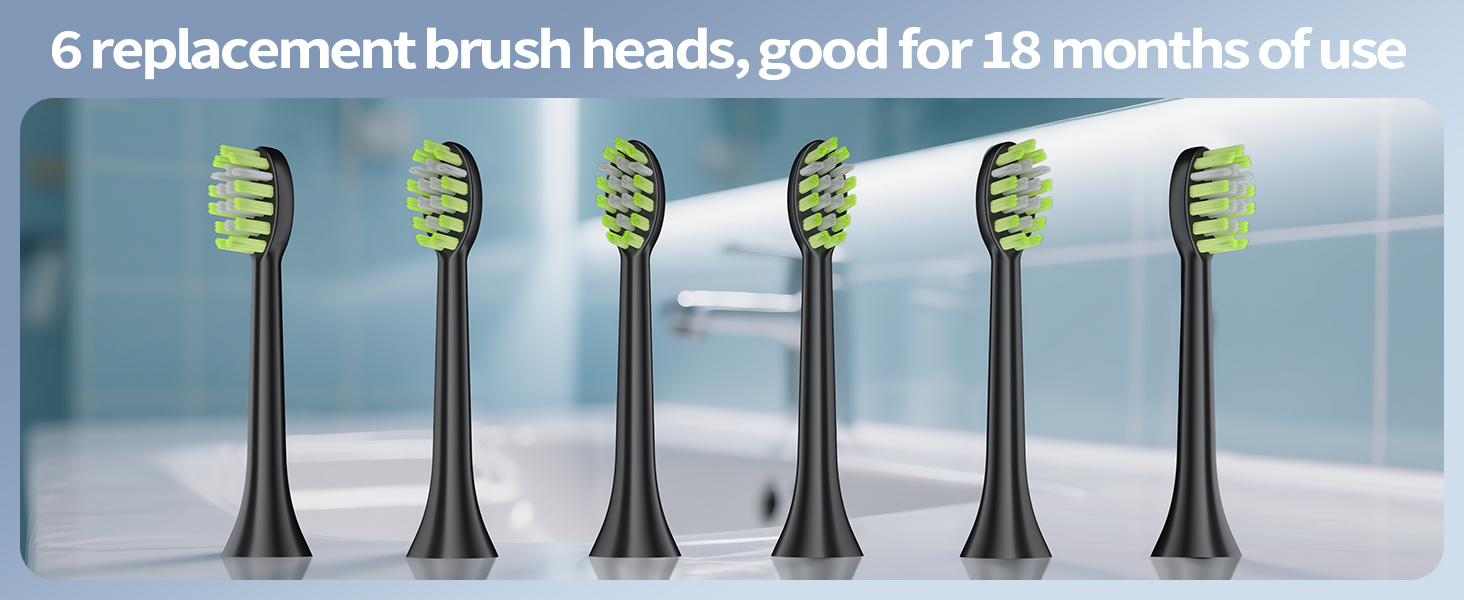 Travel toothbrush with 6 brush heads