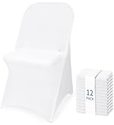 Fixwal 12 Pcs Spandex Stretch Folding Chair Covers - Universal Fitted Washable Slipcovers for Din...