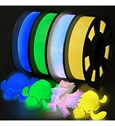 YOUSU 3D Printer Filament Bundle, Glow in The Dark Filament Multicolor, Green, Blue, Yellow and R...