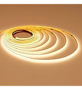 TOPAI 12V COB LED Strip 3000K Warm White Narrow 5mm Width Thin 16.4ft LED Tape Light CRI 90+ Dotl...