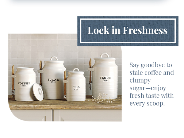 Ceramic Sugar Tea Canister Kitchen with Scoop Flour Container Ceramic Airtight Food Safe Farmhouse