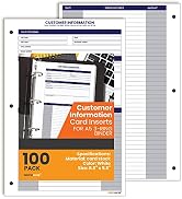 Performore 100 Pack of Customer Profile Information Sheets 8.5" X 5.5" Card Inserts for A5 3-Ring...