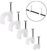 Bates- Cable Clips with Steel Nails, White, 360 pcs, 4mm 5mm 6mm 8mm 10mm, Wire Clips, Cord Clips...