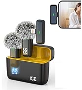 NPTCL 2 Pack Wireless Lavalier Microphone for iPhone Lapel Mic Lightning Lav Mic with 24 H Chargi...