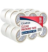 18 Rolls Clear Packing Tape 2 Inch Wide – Strong Adhesion &amp; Durable 1.7 Mil Thickness Clear Packi...