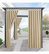 RYB HOME Outdoor Patio Curtains - Blackout Waterproof Porch Curtains &amp; Drapes Privacy Protect Sun...