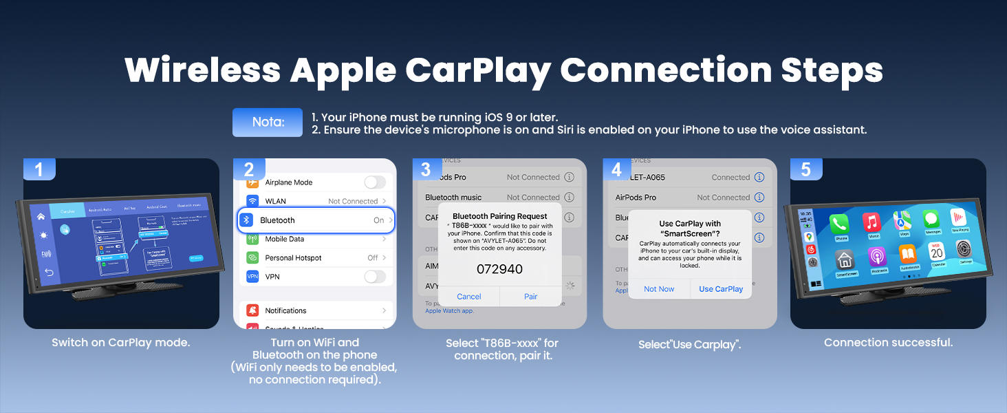 Wireless Apple CarPlay Connection Steps