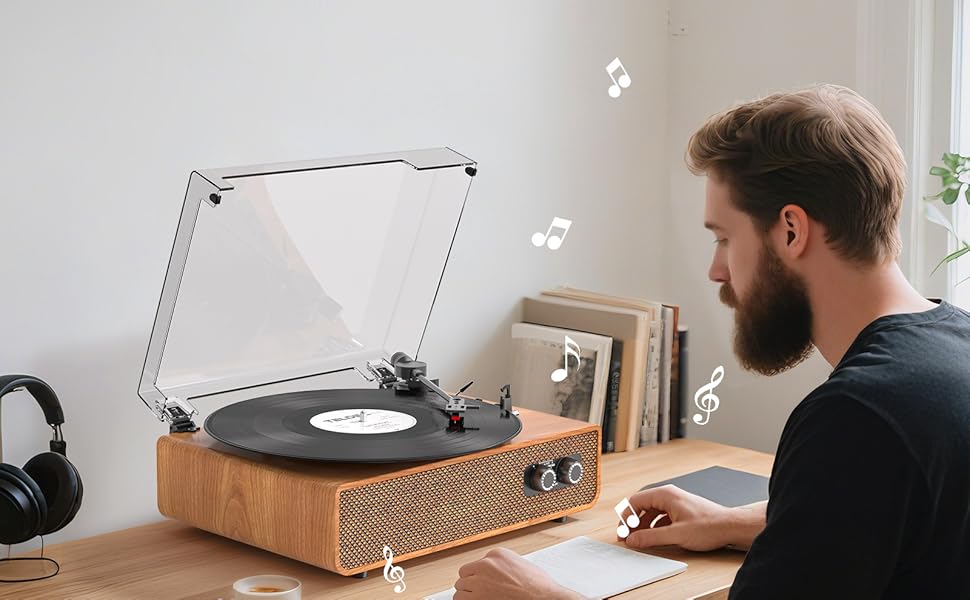 record player with speakers