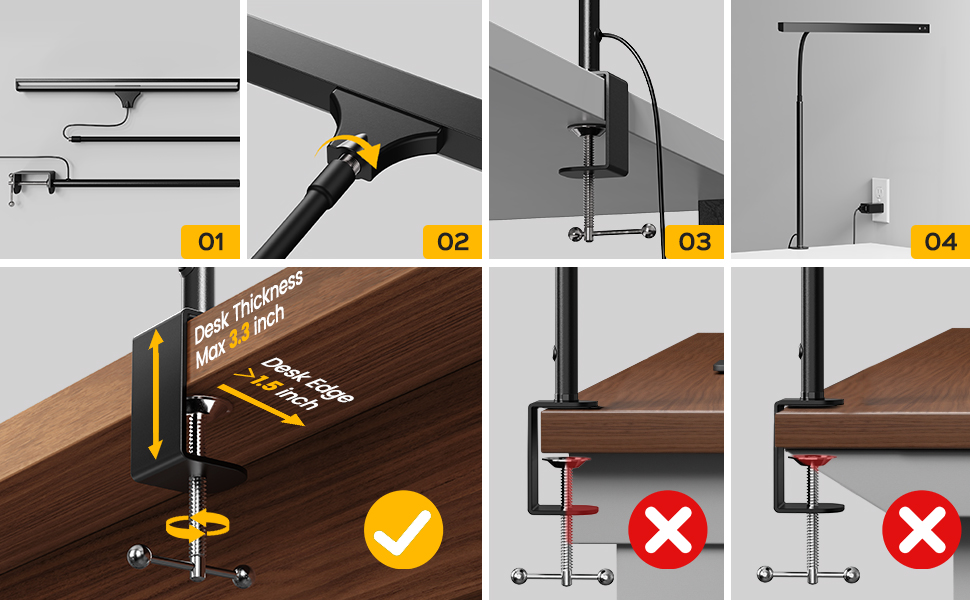 gooseneck desk lamps, clip on light