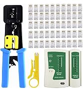 Delgada RJ45 Pass Through Crimp Tool kit,Ethernet Crimping Tool for RJ45/RJ12 Regular with 50pcs ...
