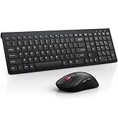 Wireless Keyboard and Mouse Combo,Quiet Click,Full Size Design with Number Pad,Ergonomic Mouse wi...