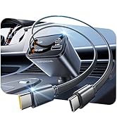 SUPERONE Smaller Retractable Car Charger with Dual Type C Cords, 69W Fast Retractable USB C Car C...