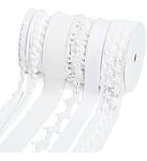 LaRibbons White Ribbons for Crafts 6 Rolls 27.5 Yards TTL Thin Ribbon for Sewing Wedding Gift Wra...